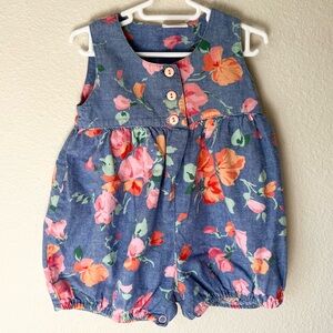 Hamma Swedish Design Baby Floral Denim Romper 70cm Vintage Cottagecore Bubble